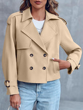 Women Crop Double Breasted Trench Jacket